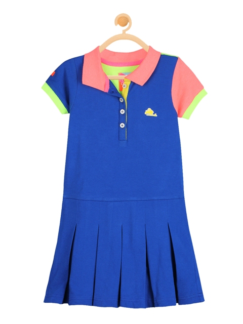 

Cherry Crumble Girls Blue & Green Colourblocked T-shirt Dress
