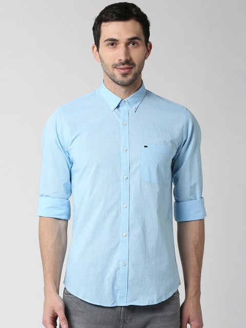 

Peter England Casuals Men Blue Slim Fit Self Design Casual Shirt