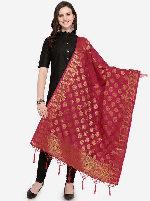 

Satrani Magenta Woven Design Dupatta