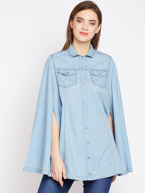 

Oxolloxo Women Blue Regular Fit Solid Casual Shirt