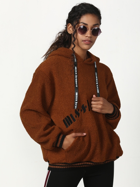 

Miss Bennett Women Brown Solid Hooded Sweatshirt