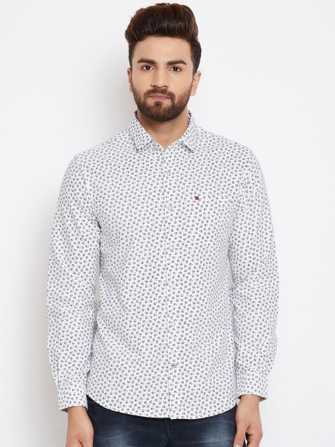 Canary London Men White & Black Slim Fit Printed Casual Shirt