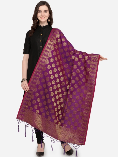 

Satrani Purple Woven Design Dupatta