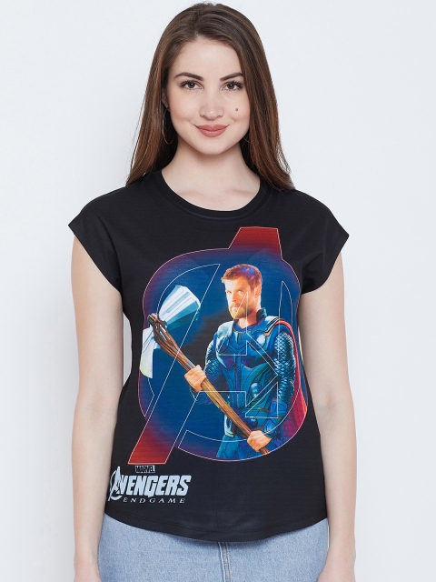 

Marvel by Wear Your Mind Women Black Printed T-Shirt