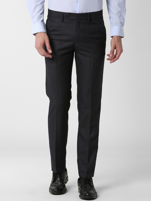 

Peter England Elite Men Grey Slim Fit Checked Formal Trousers