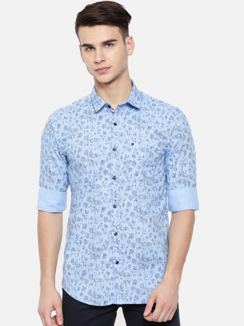 

COOL COLORS Men Blue Slim Fit Printed Casual Shirt