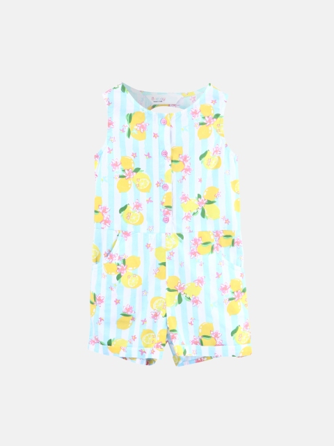 

Beebay Girls Turquoise Blue & Yellow Printed Basic Jumpsuit
