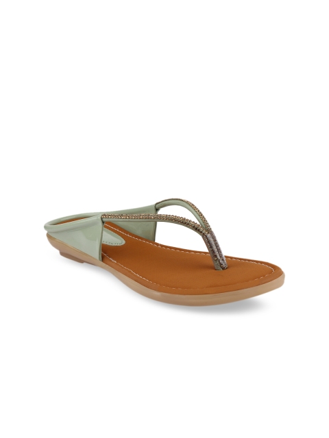 

Shoetopia Women Green Solid Open Toe Flats