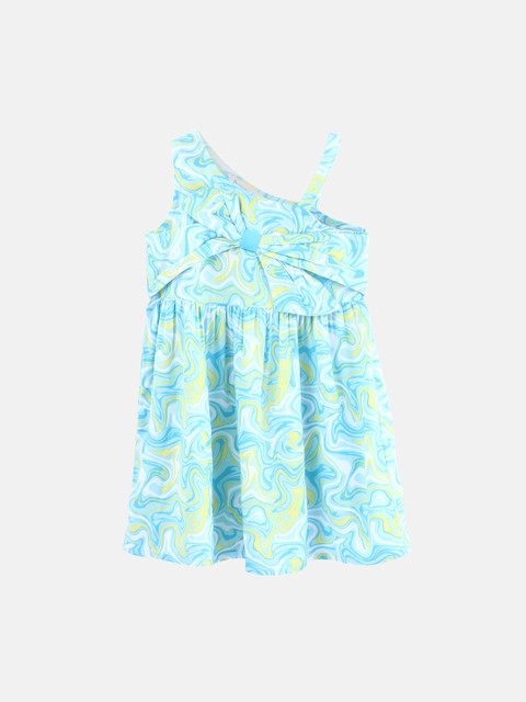 

Beebay Girls Turquoise Blue Printed Fit and Flare Dress