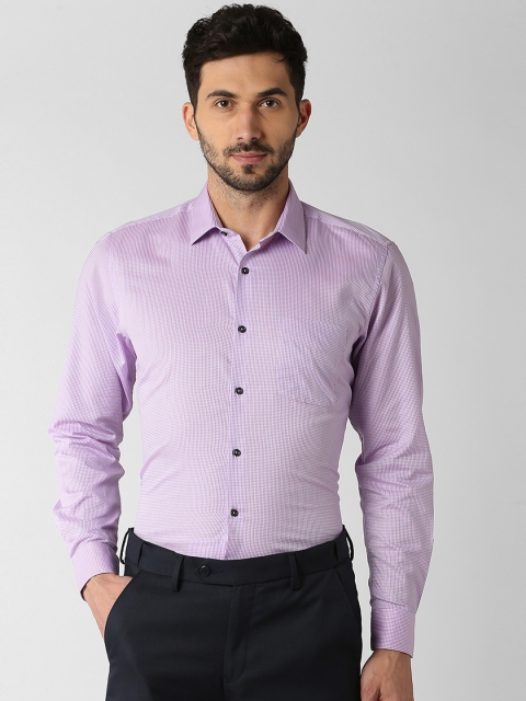 

Peter England Men Purple Regular Fit Checked Formal Shirt