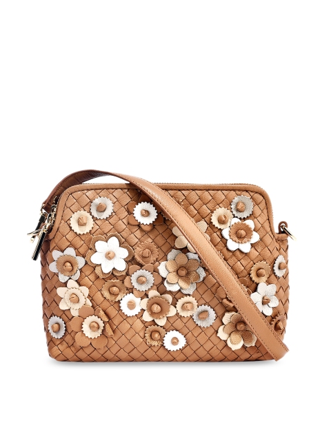 

Eske Tan Brown Leather Embellished Shoulder Bag