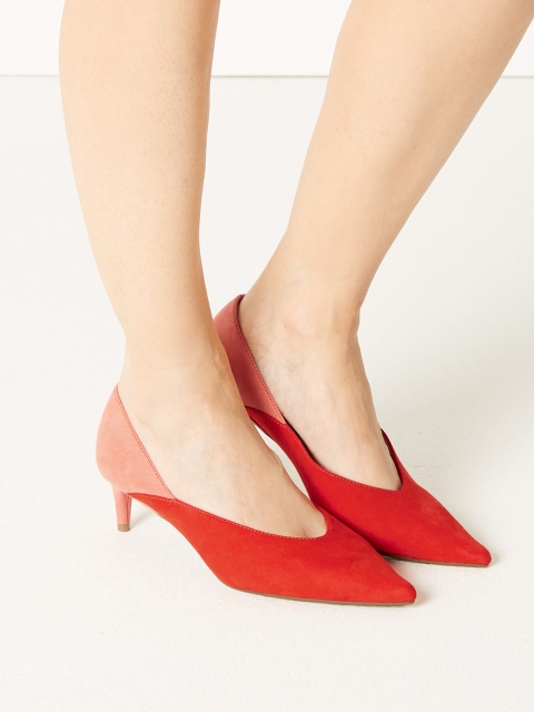 

Marks & Spencer Women Orange Colourblocked Suede Pumps