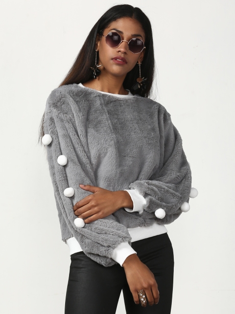 

Miss Bennett Women Grey Solid Sweatshirt