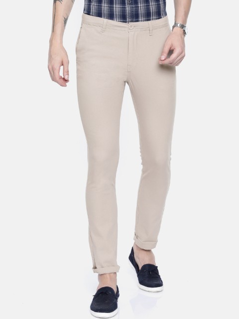 

Breakbounce Men Beige Slim Fit Solid Regular Trousers