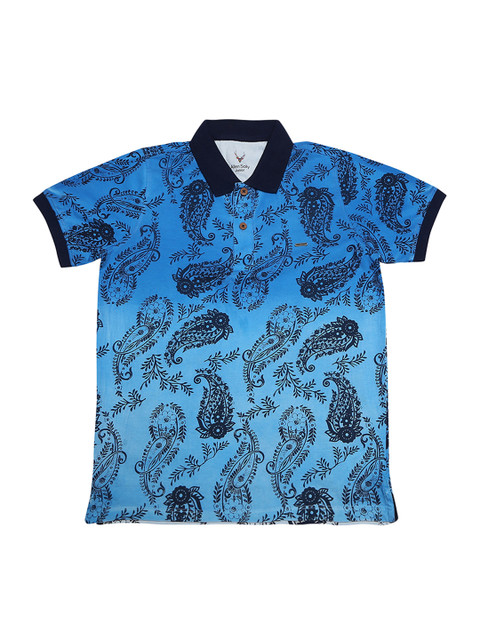 

Allen Solly Junior Boys Blue Printed Polo Collar T-shirt