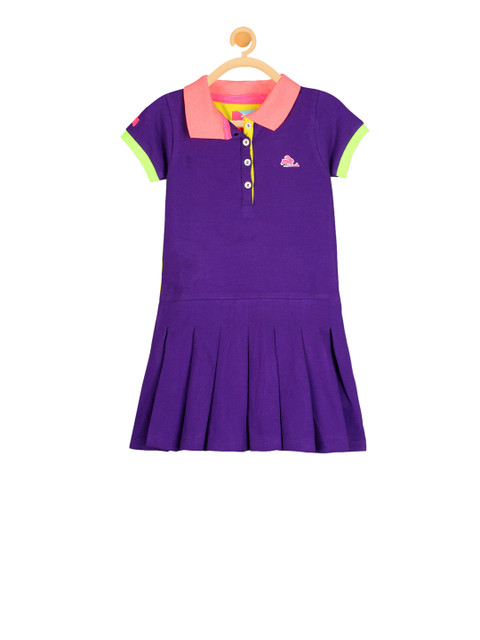 

Cherry Crumble Girls Blue Colourblocked T-shirt Dress