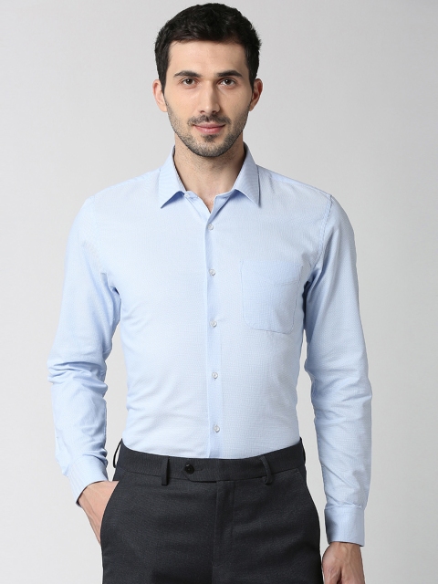 

Peter England Men Blue Slim Fit Self Design Formal Shirt