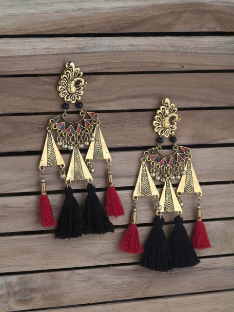 

AKS Women Gold-Plated Handcrafted Contemporary Drop Earrings