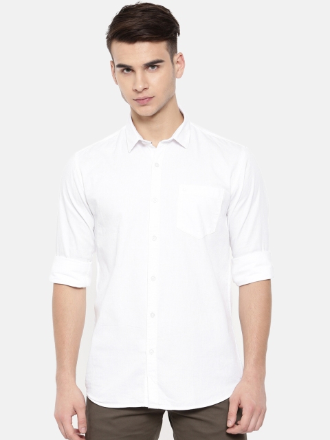 

COOL COLORS Men White Slim Fit Self Design Casual Shirt