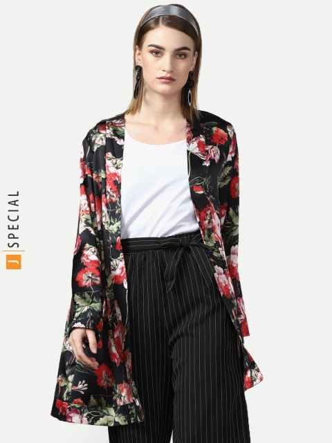 

Miss Bennett Black & Red Printed Open Front Shrug