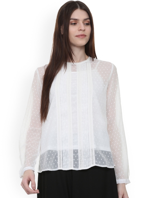 

Van Heusen Woman Women White Self Design Top