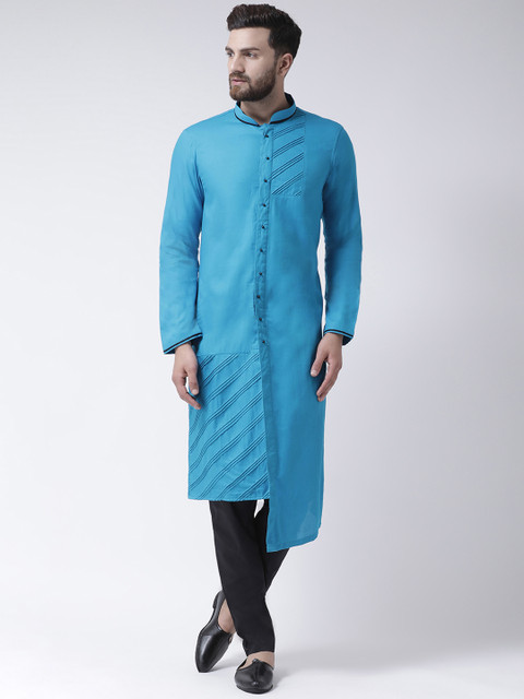 

I Know Men Blue Solid Kurta with Trousers