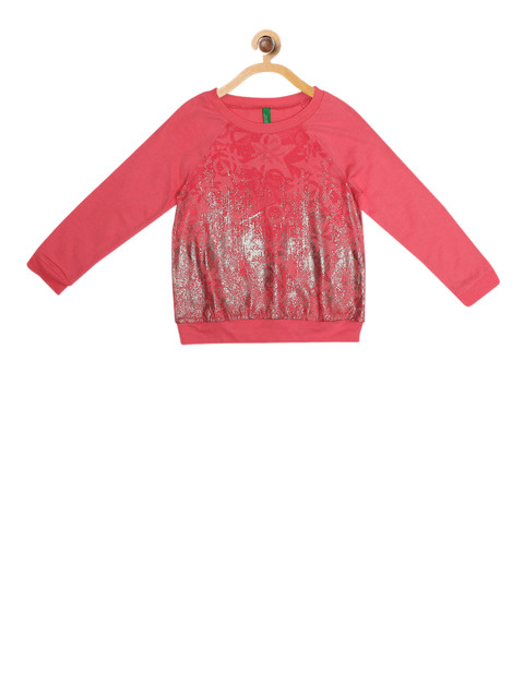 

United Colors of Benetton Girls Pink Printed Round Neck T-shirt
