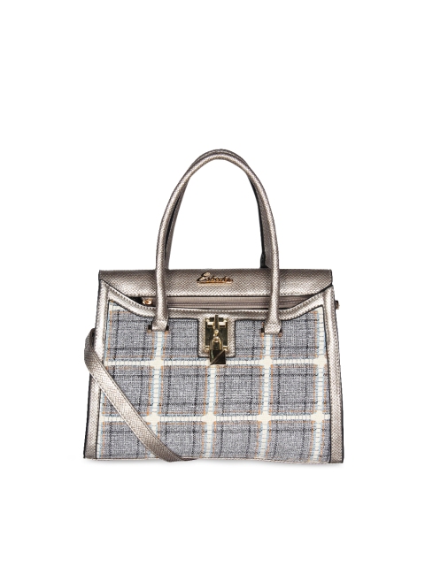 

ESBEDA Silver-Coloured & Black Checked Satchel