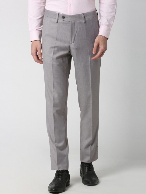 

Peter England Elite Men Grey Slim Fit Solid Formal Trousers