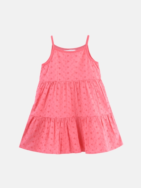 

Beebay Girls Peach-Coloured Self Design A-Line Dress