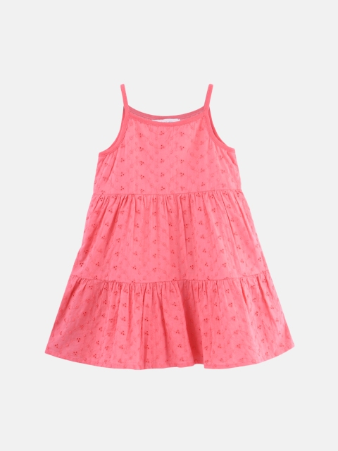 

Beebay Girls Peach-Coloured Self Design A-Line Dress