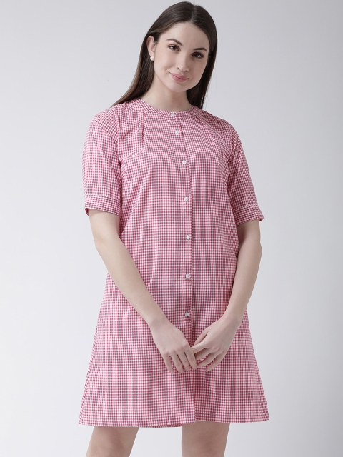 MsFQ Women Red & White Checked Shirt Dress