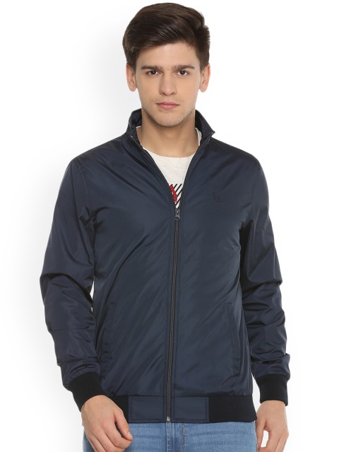 

Solly Jeans Co. Men Navy Blue Solid Bomber