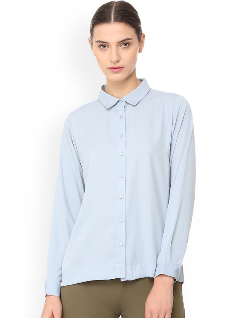 

Van Heusen Woman Blue Regular Fit Solid Casual Shirt