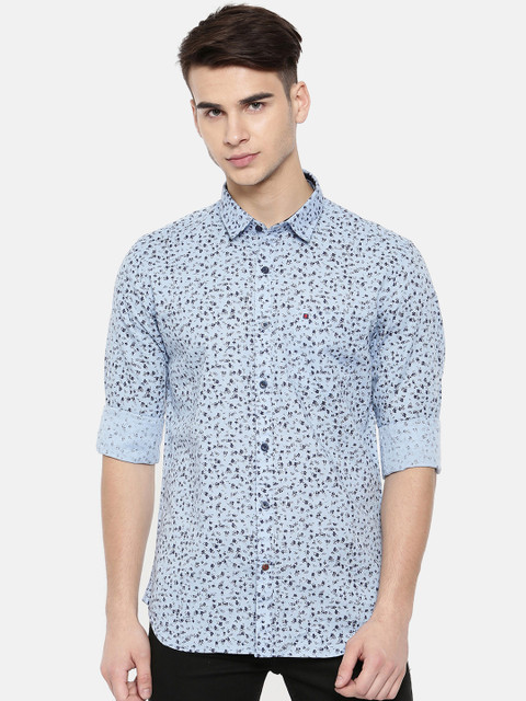 

COOL COLORS Men Blue & Navy Blue Slim Fit Printed Casual Shirt