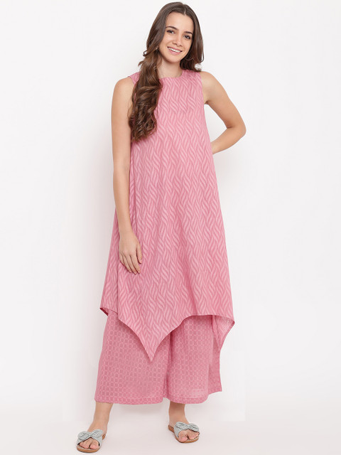 

trueBrowns Women Pink Printed Kurti with Palazzos