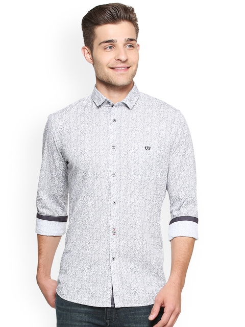 Van Heusen Sport Men White & Black Slim Fit Printed Casual Shirt