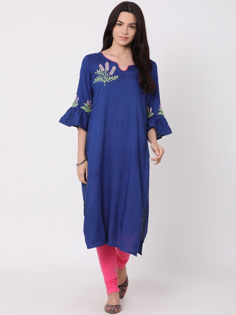 

Alena Women Blue Solid Straight Kurta