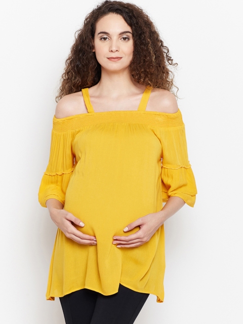 

Oxolloxo Women Yellow Solid Maternity Tunic