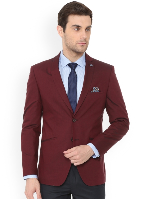 

Allen Solly Men Maroon Solid Slim-Fit Single-Breasted Pure Cotton Blazer