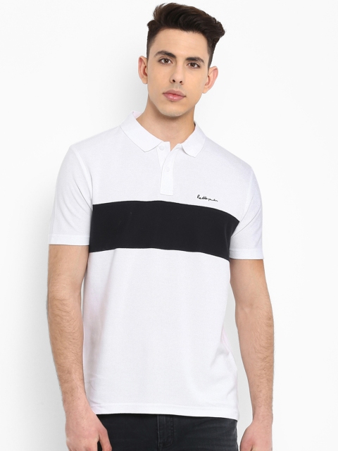 

Red Tape Men White Colourblocked Polo Collar Pure Cotton T-shirt