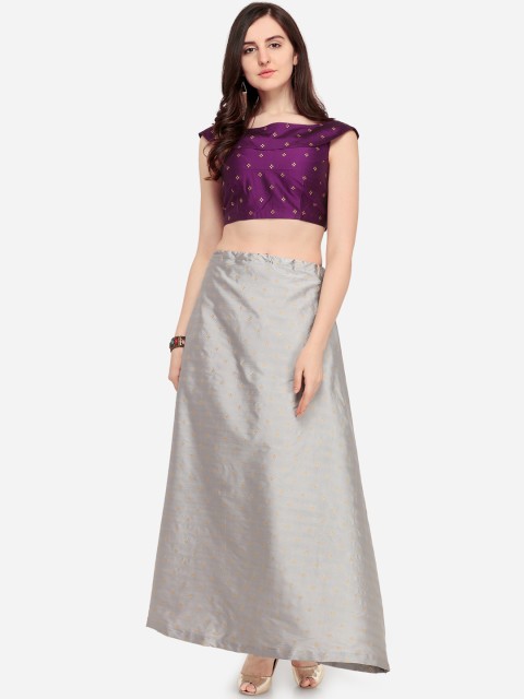 

Satrani Grey Ready to Wear Lehenga with UnStitched Blouse