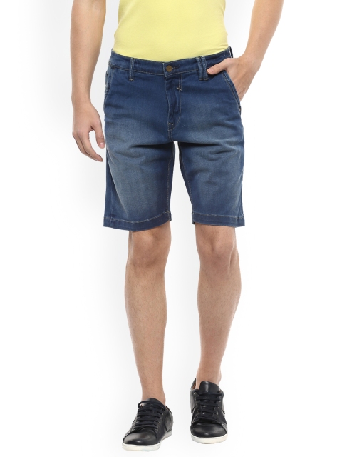 

Solly Jeans Co. Men Blue Washed Slim Fit Denim Shorts