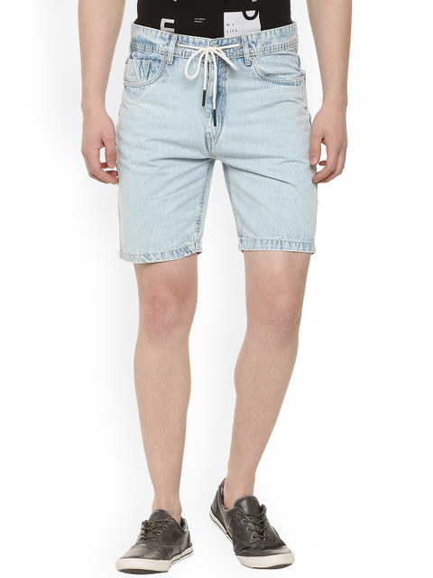 

People Men Blue Washed Regular Fit Denim Shorts