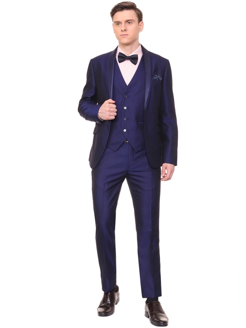 

V Dot Men Navy Blue Solid Slim-Fit Four-Piece Suit