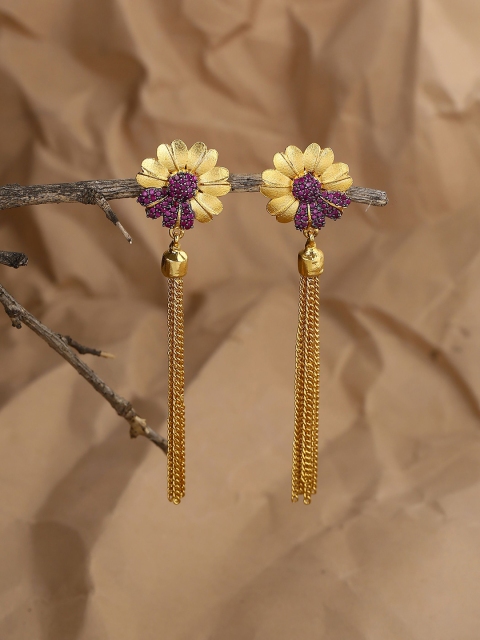 

Voylla Gold-Plated Contemporary Drop Earrings