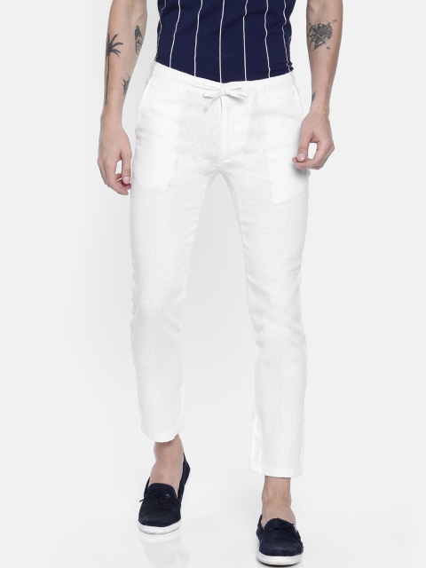 

Breakbounce Men White Relaxed Regular Fit Solid Linen Regular Trousers