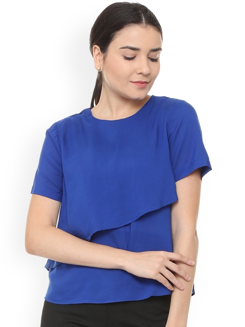 

Van Heusen Woman Blue Solid Tiered Top
