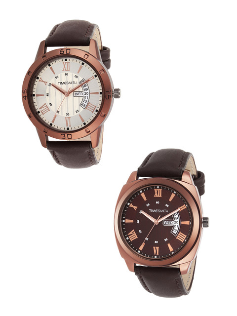 

TIMESMITH Men Multicoloured Analogue Leather Set Of 2 Watch TSC-007-014x, Multi