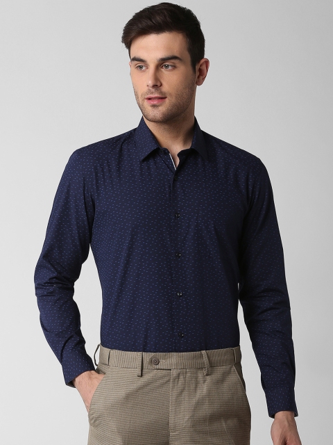 Peter England Men Navy Blue Slim Fit Printed Formal Shirt
